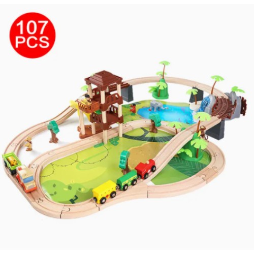 Kids Monstessori Wooden DIY Track Car City Secene Toys Kids Monstessori Wooden DIY Track Car City Secene Toys