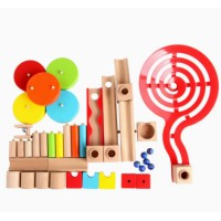 Kids Monstessori Wooden DIY Track Car City Secene Toys